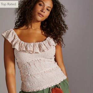 Anthropologie Ruffle Smocked Blouse